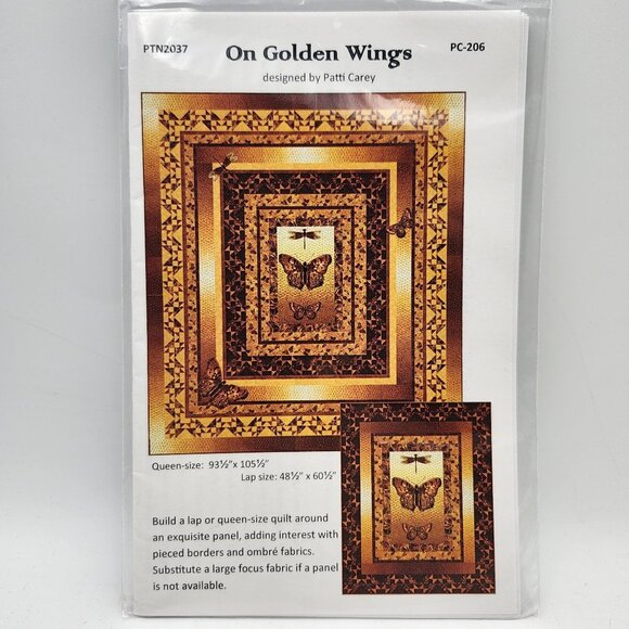 Pattis Patchwork On Golden Wings Quilt Pattern Queen Lap 2017 Patti Carey - Picture 1 of 2